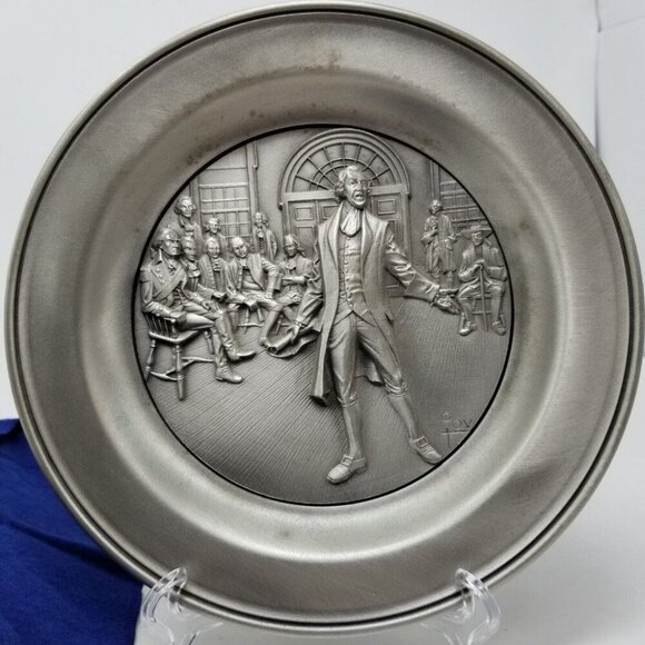 1975 Marcel Jovine Plate 8.5" First Continental Congress Bicentennial Pewter